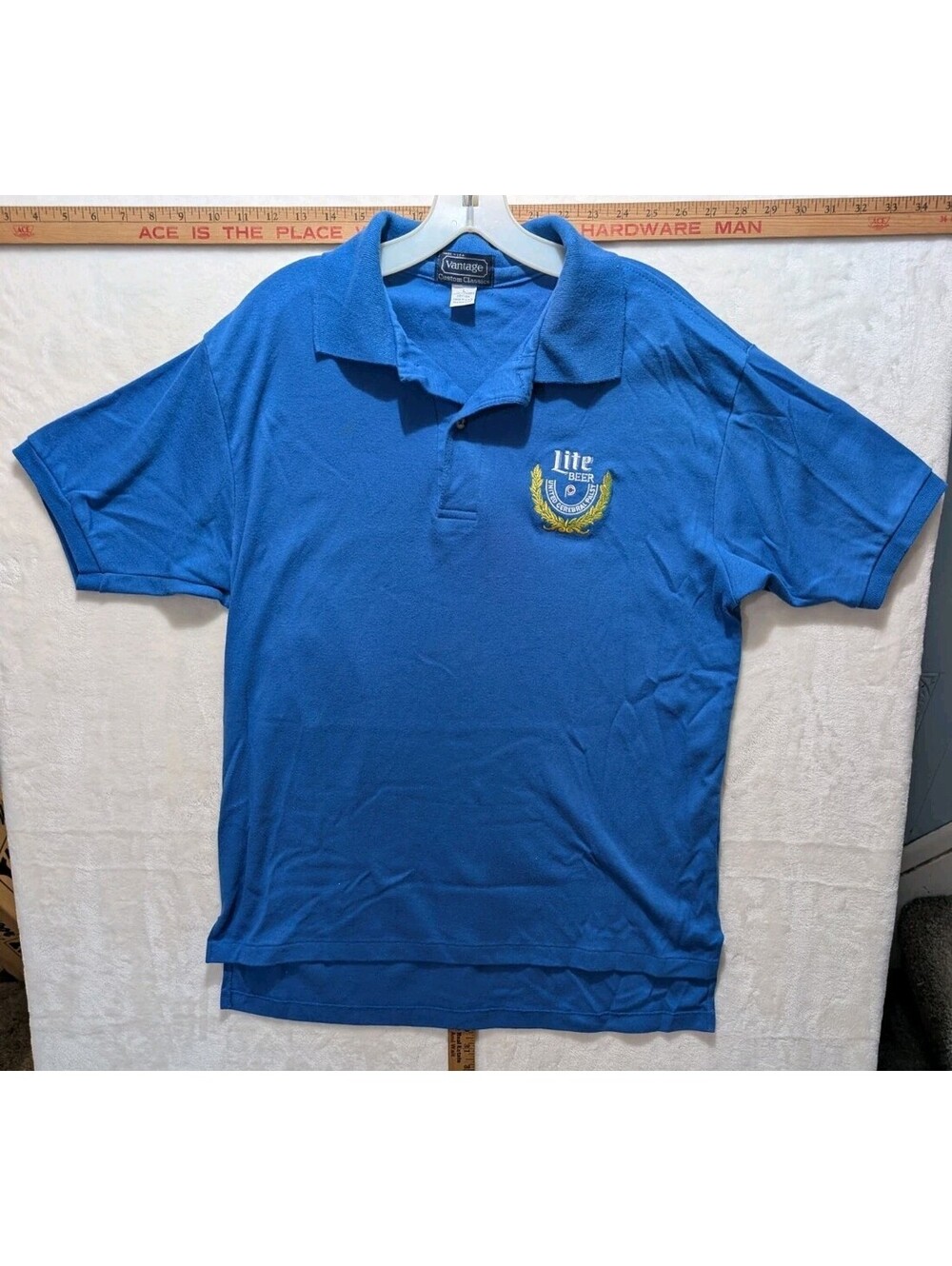 🍺 Vintage 90s Miller Lite Beer United Cerebral Palsy Charity Polo Shirt Blue...